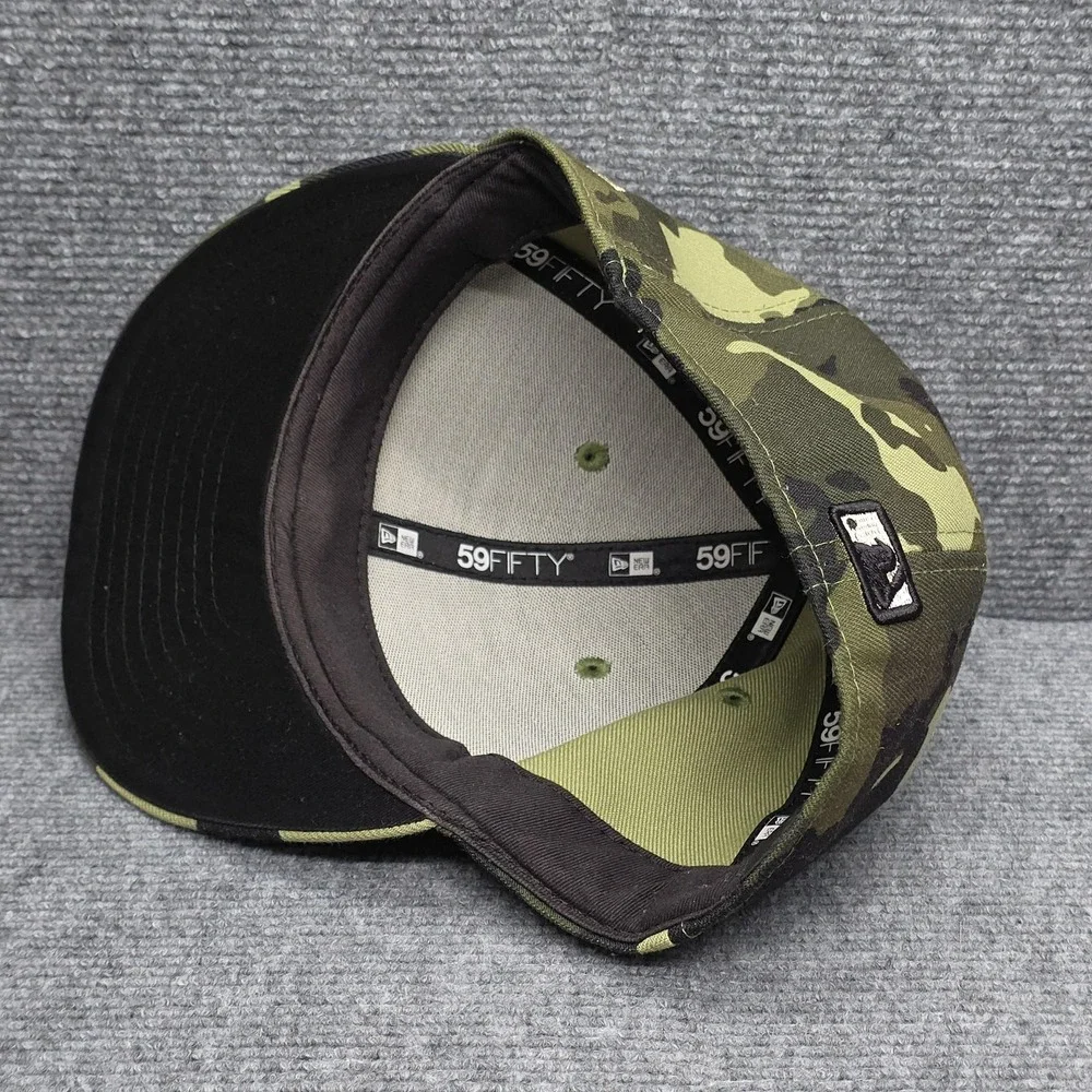 Boston Red Sox Hat On Field Players Cap Camo Fitted 7 1/8 Green MLB Baseball Men